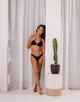 Iris Medium Coverage Bikini Bottom / Black - Flatbaby Swimwear