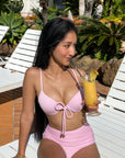 Romy High Waisted Full Coverage Bikini Bottom / Pink